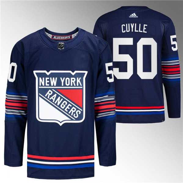 Mens New York Rangers #50 Will Cuylle Navy Stitched Jersey Dzhi->new york rangers->NHL Jersey